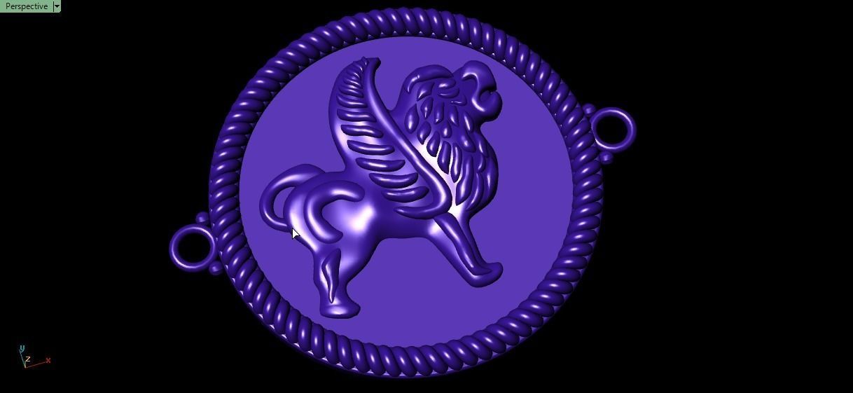 Ancient lion pendant 3D print model_12