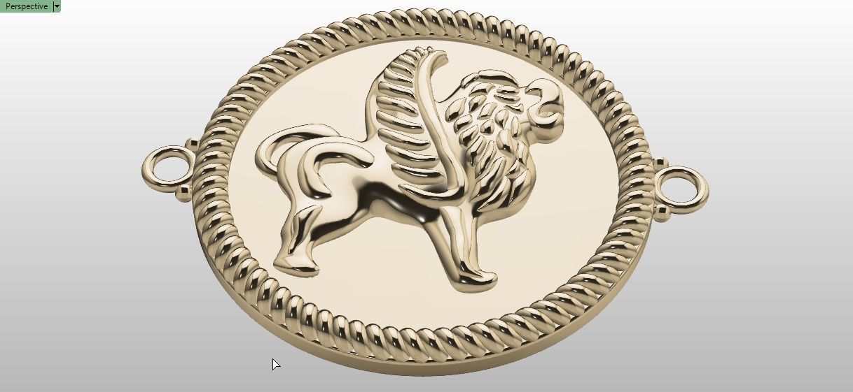 Ancient lion pendant 3D print model_10