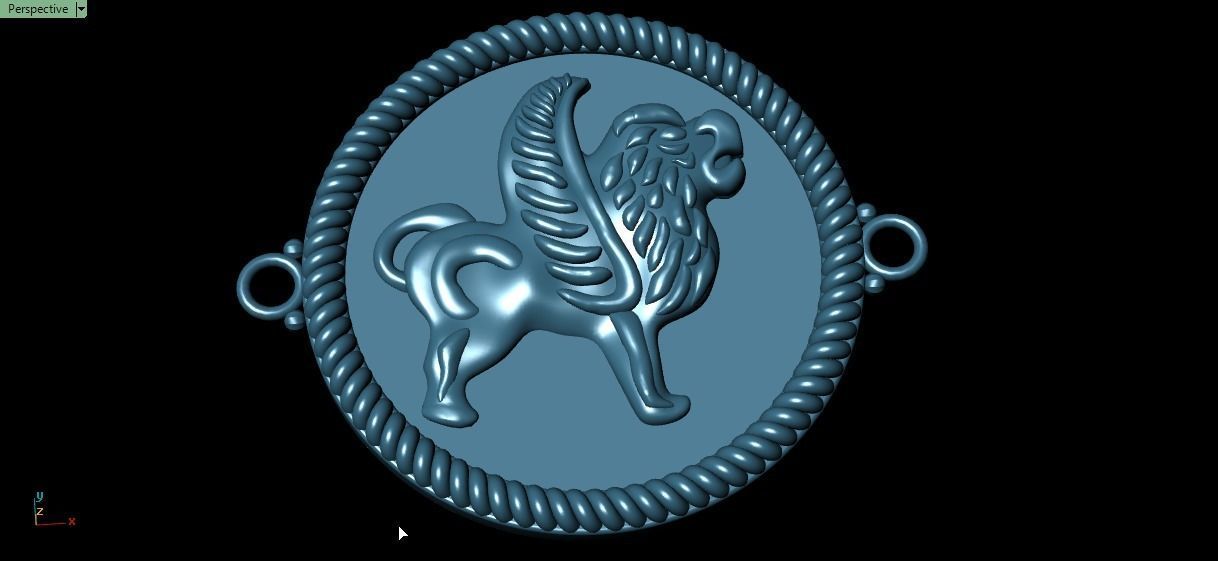 Ancient lion pendant 3D print model_14