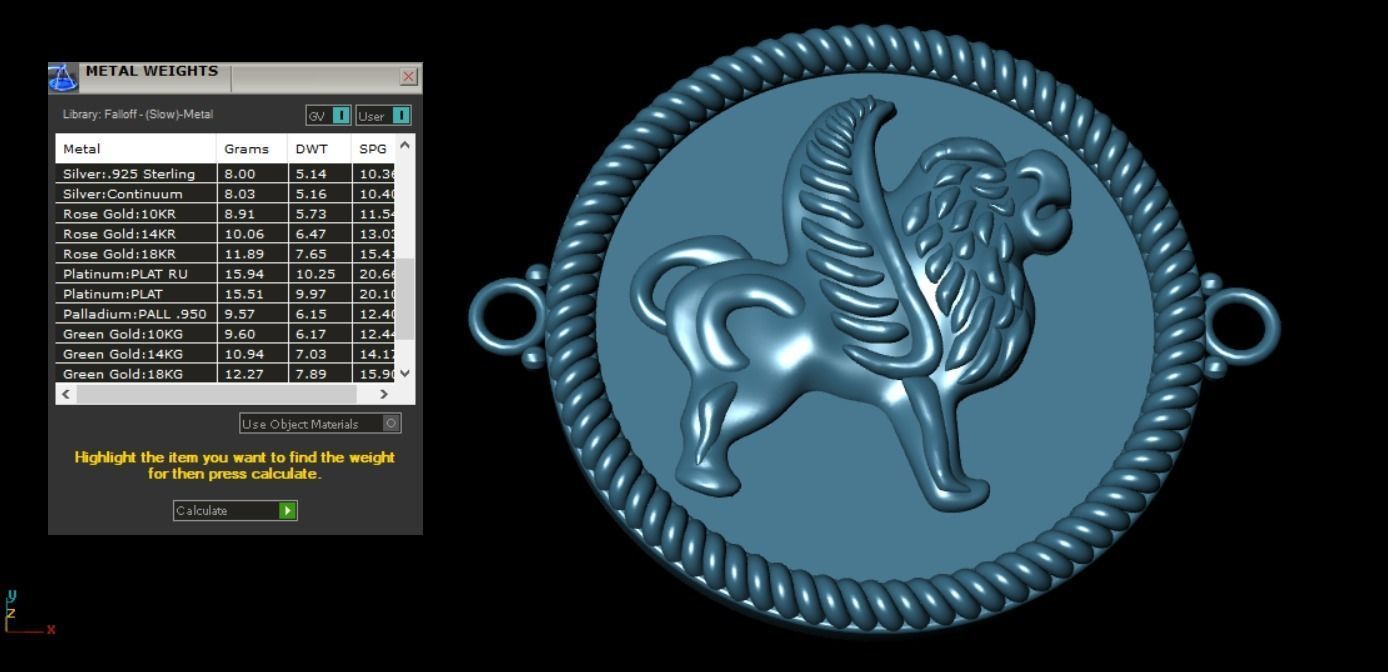 Ancient lion pendant 3D print model_16