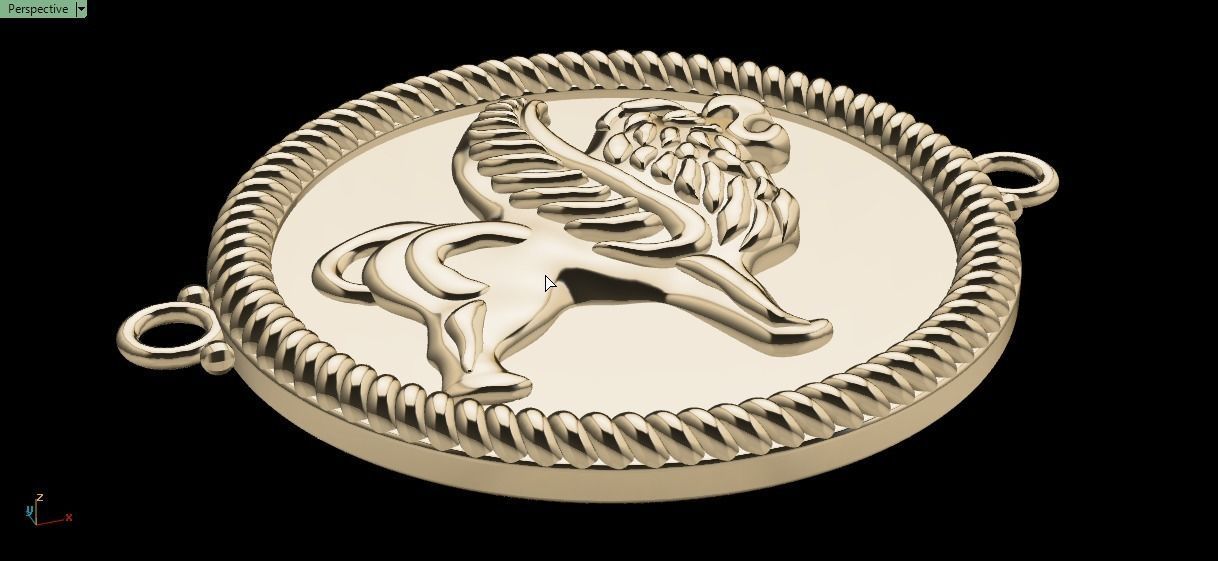 Ancient lion pendant 3D print model_9
