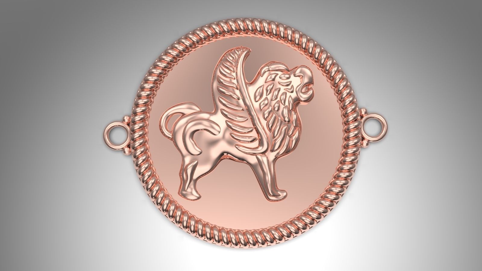 Ancient lion pendant 3D print model_5