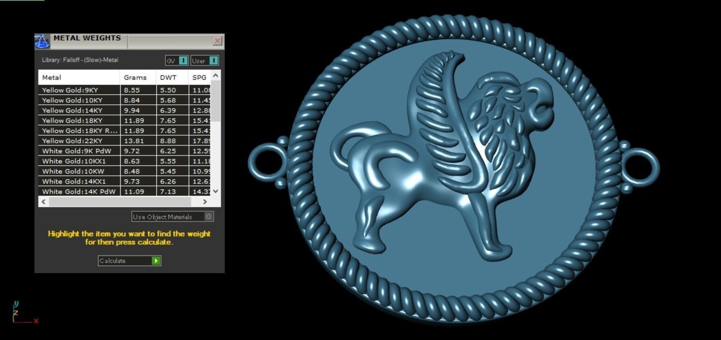 Ancient lion pendant 3D print model_15