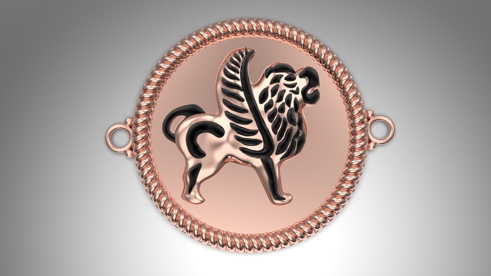 Ancient lion pendant 3D print model_4