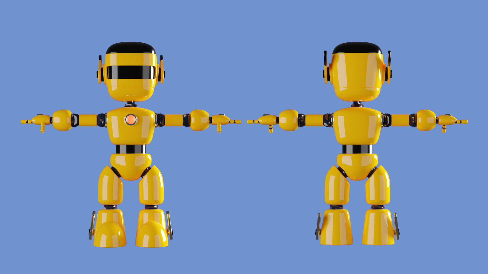 Simple Cute Cartoon Robot Character 3d Model 3D model_1