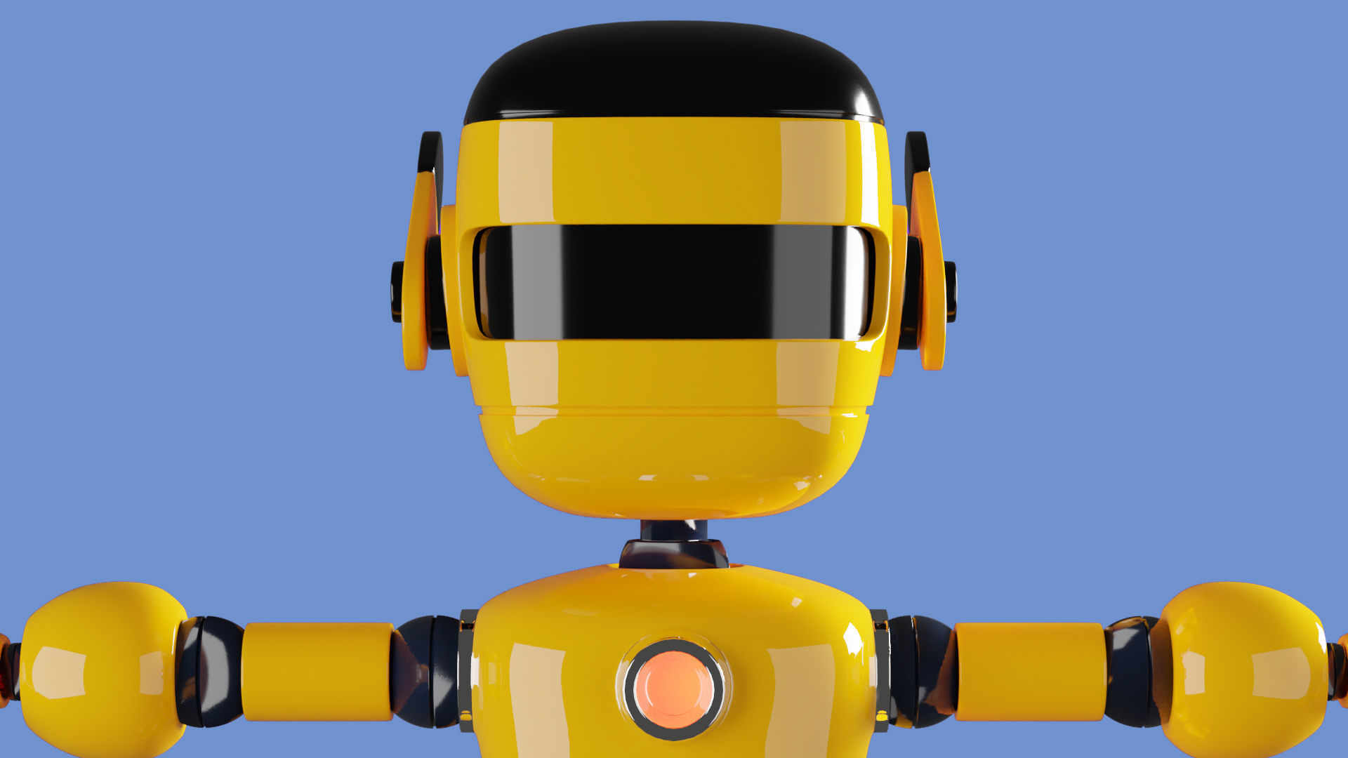Simple Cute Cartoon Robot Character 3d Model 3D model_3
