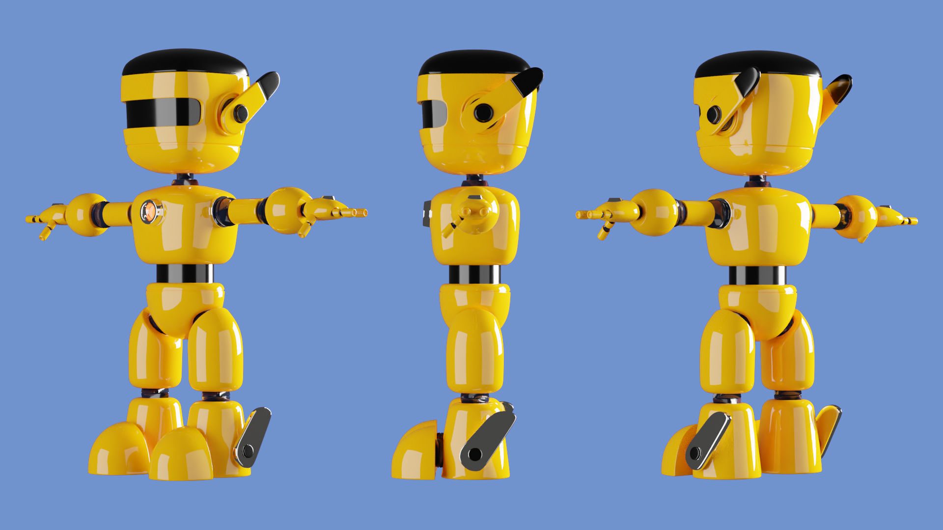 Simple Cute Cartoon Robot Character 3d Model 3D model_2