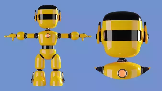 Simple Cute Cartoon Robot Character 3d Model