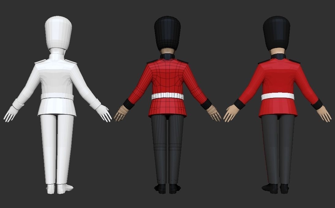 Low-Poly Queens Guard 3D Model Low-poly 3D model_1