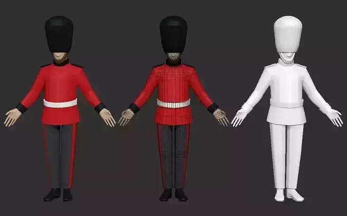 Low-Poly Queens Guard 3D Model Low-poly 3D model
