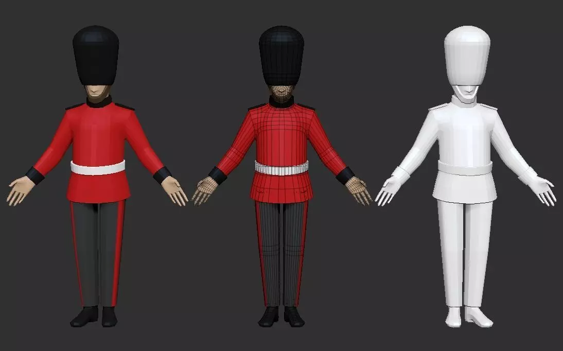 Low-Poly Queens Guard 3D Model Low-poly 3D model_0