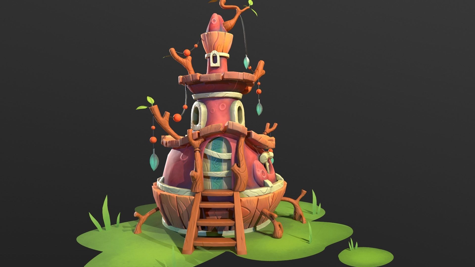 Fantasy House Low-poly 3D model_3