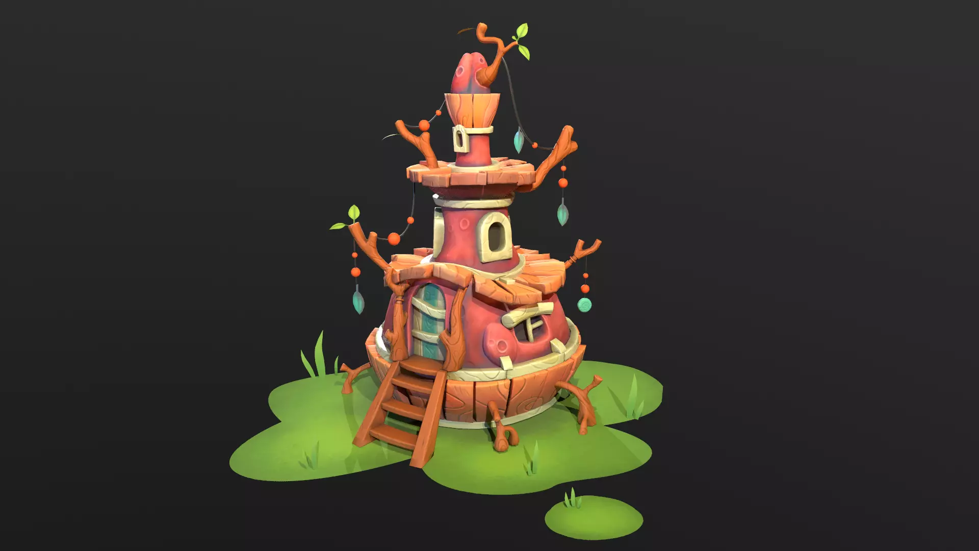 Fantasy House Low-poly 3D model_0