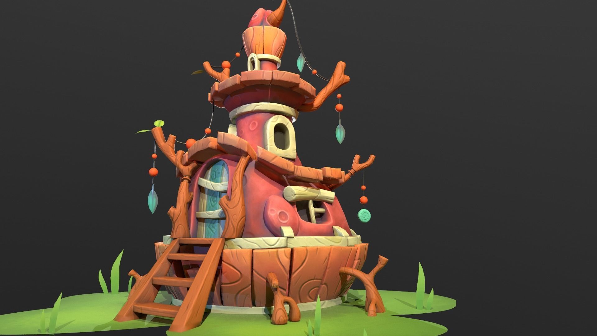 Fantasy House Low-poly 3D model_2