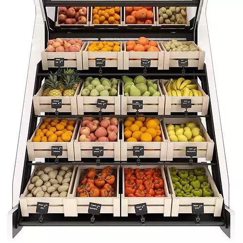 Shelves with products 3D model 5