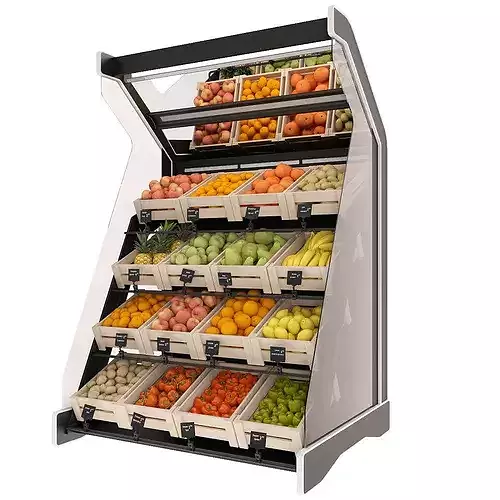 Shelves with products 3D model 4
