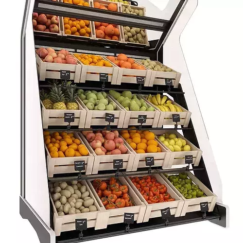 Shelves with products 3D model 3