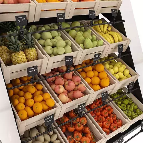 Shelves with products 3D model 7