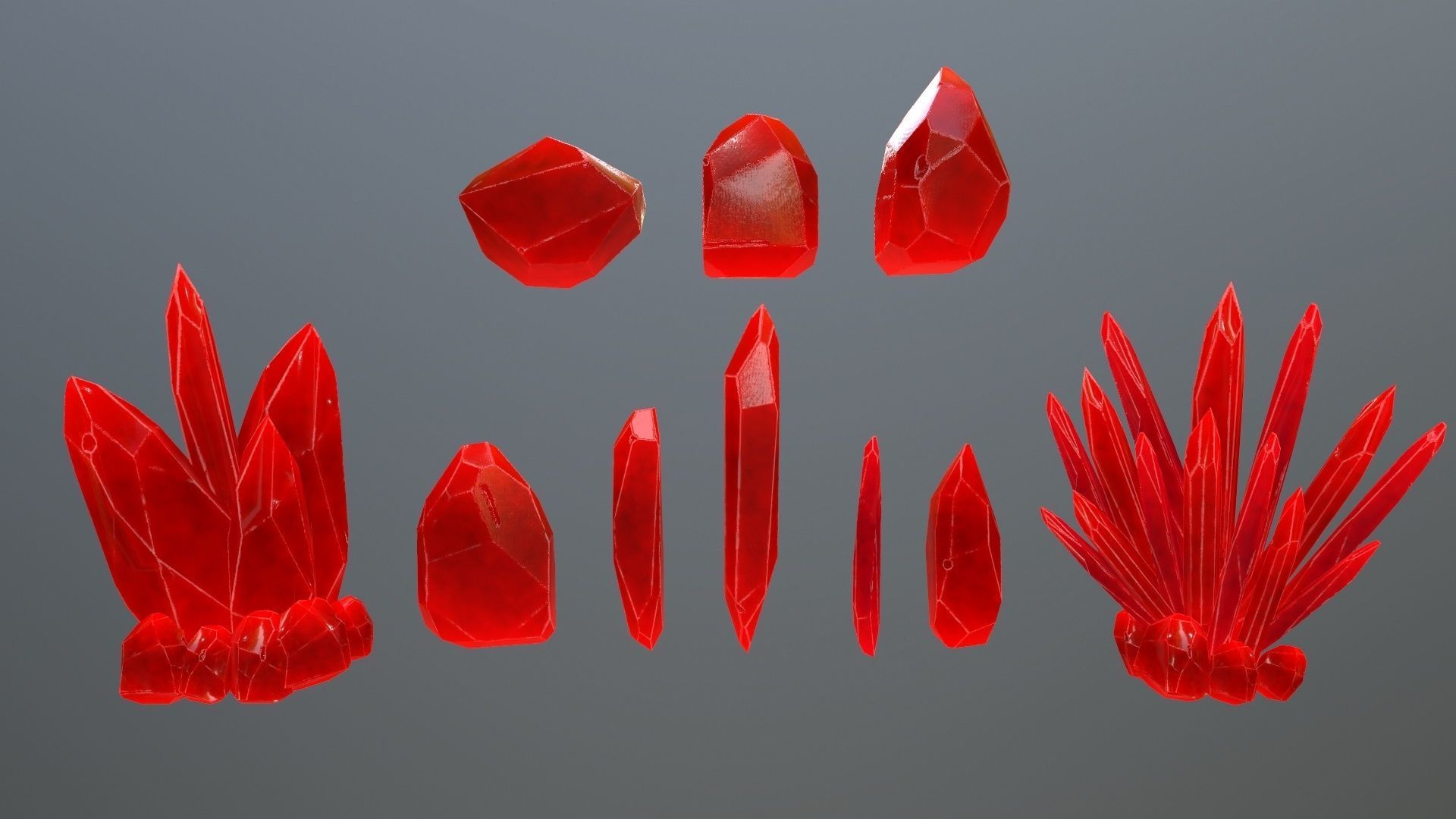 Crystal Set sword Low-poly 3D model_1