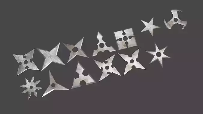 Ninja shuriken pack Low-poly 3D model