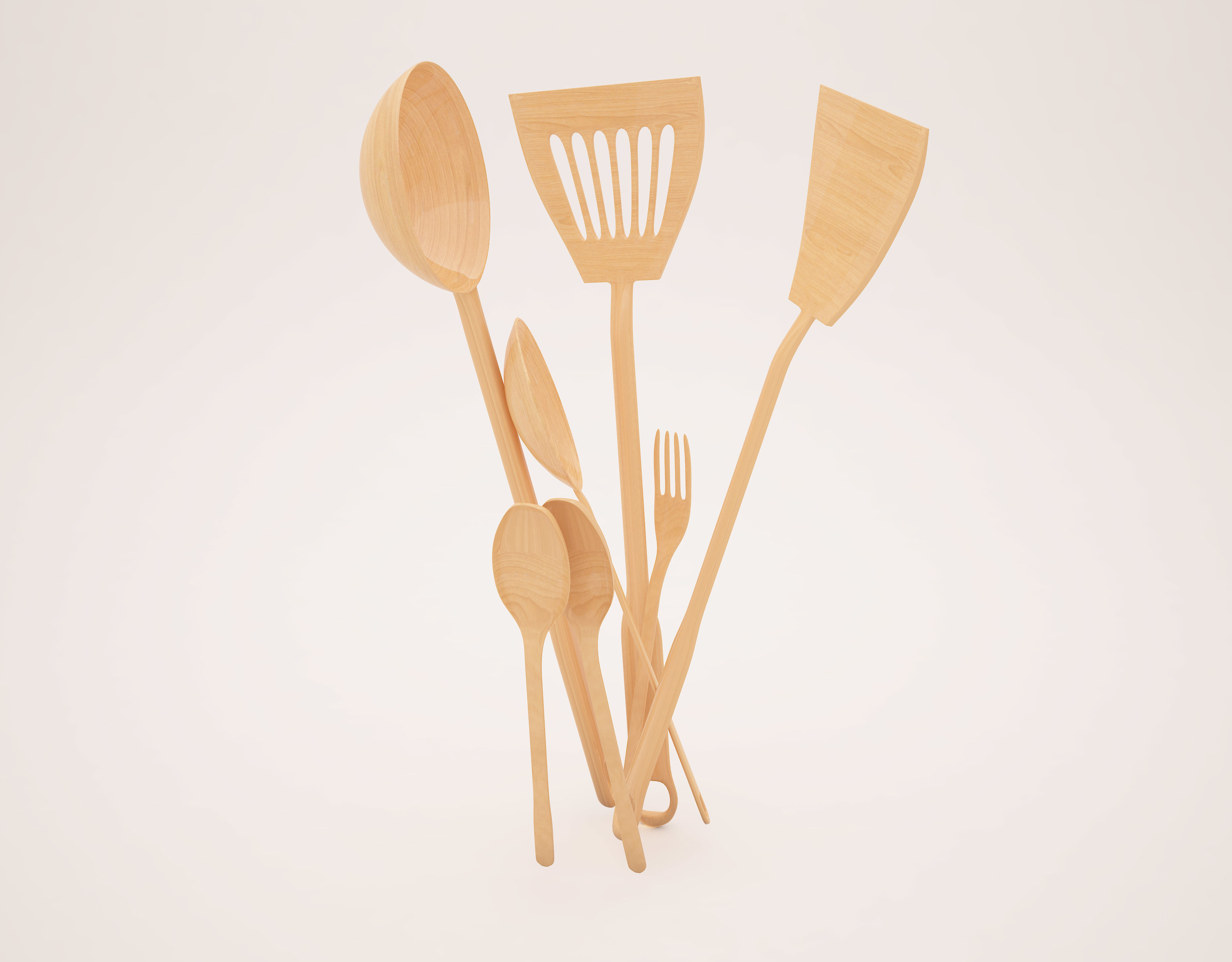 UTENSILS SET of kitchen in wooden container 3D print model_4