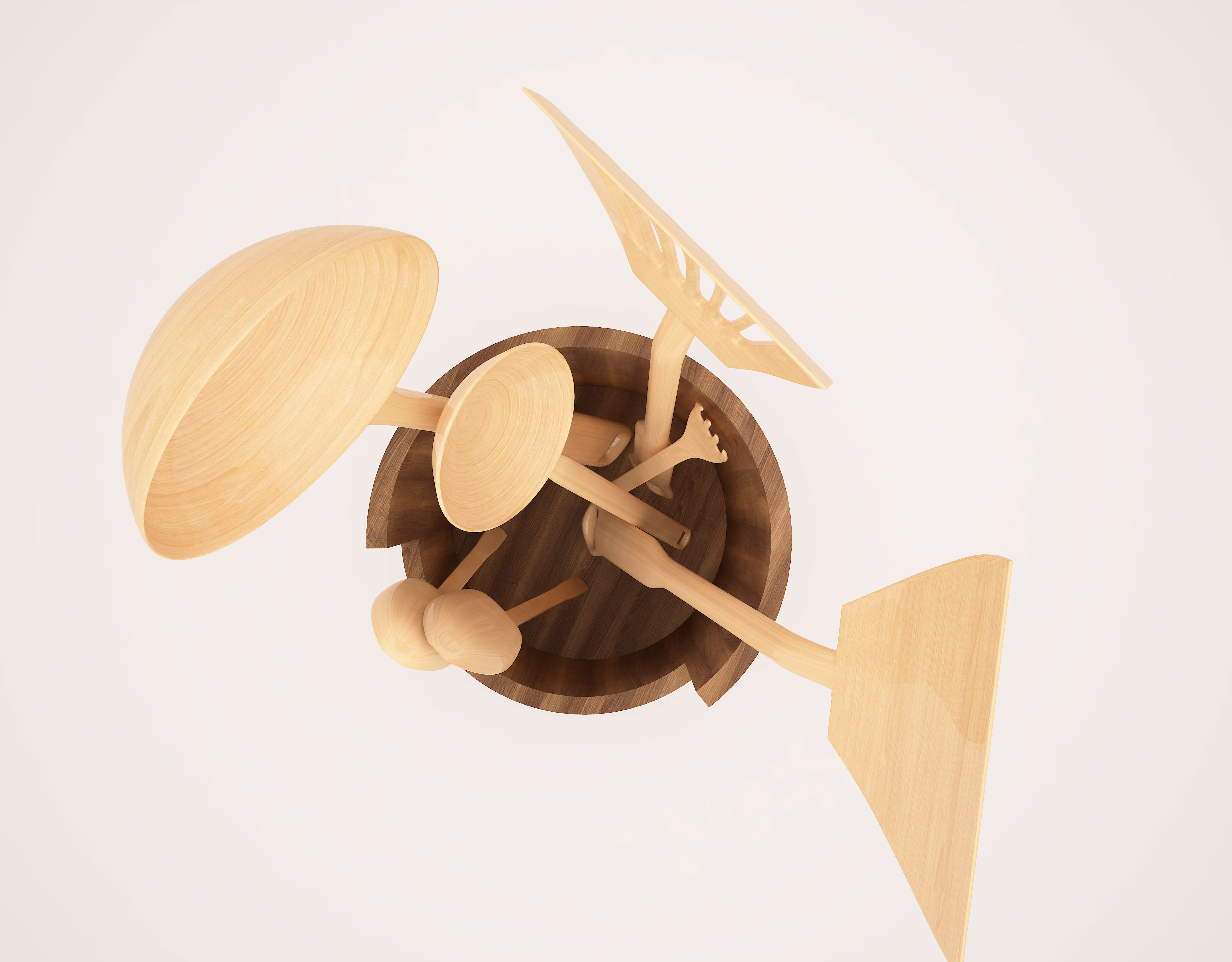 UTENSILS SET of kitchen in wooden container 3D print model_2