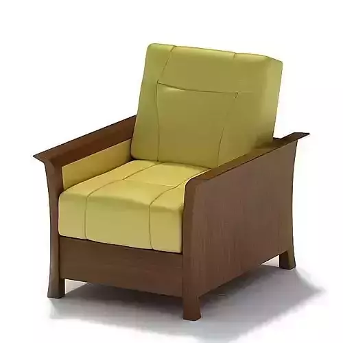 Yellow Armchair With Wooden Frame