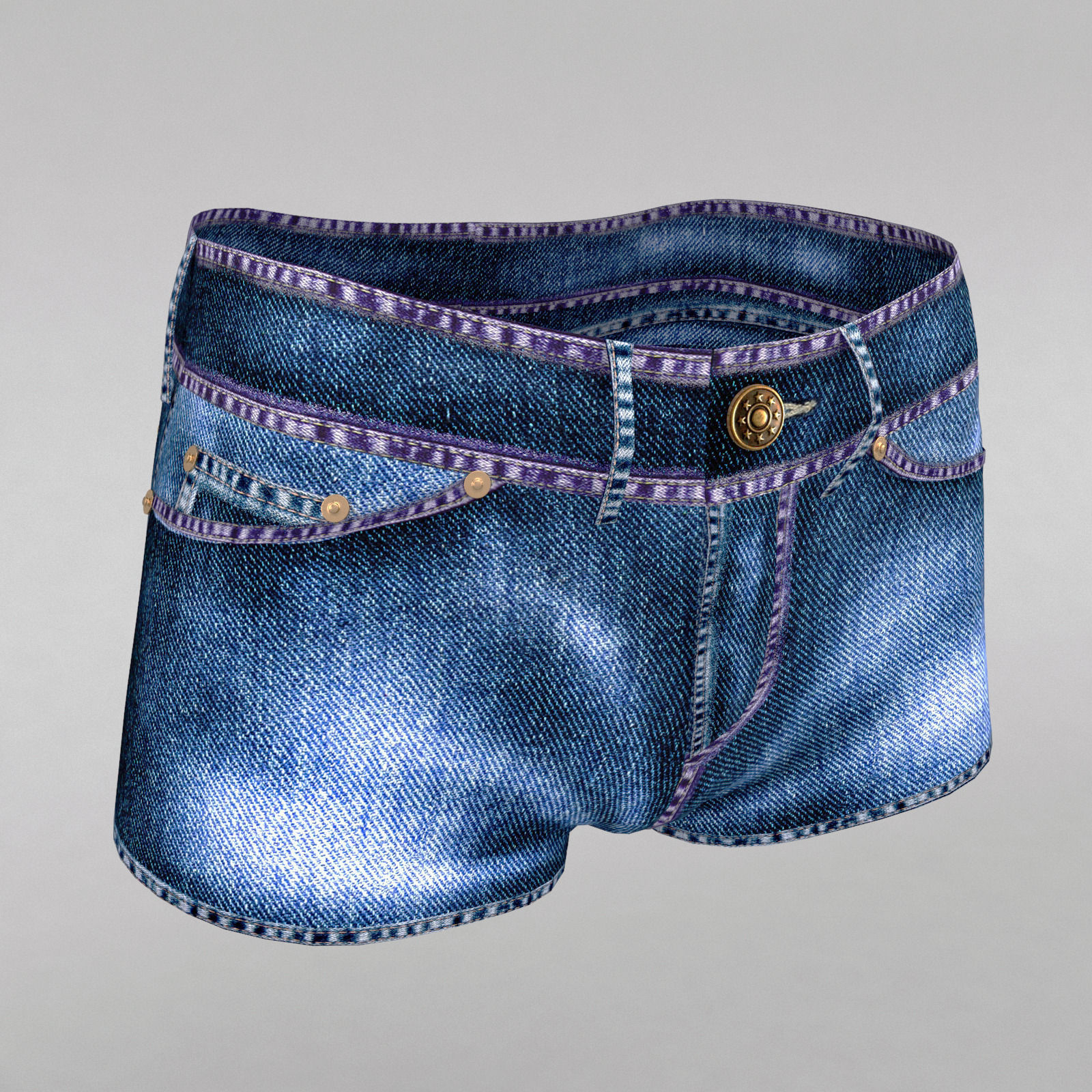 Jeans shorts 3D model_2