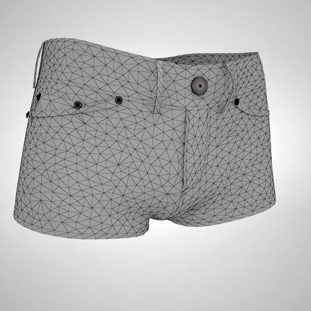 Jeans shorts 3D model_3