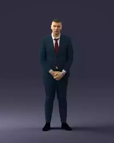 000298 Businessman in Blue Suit with Red Tie 1016 3dp