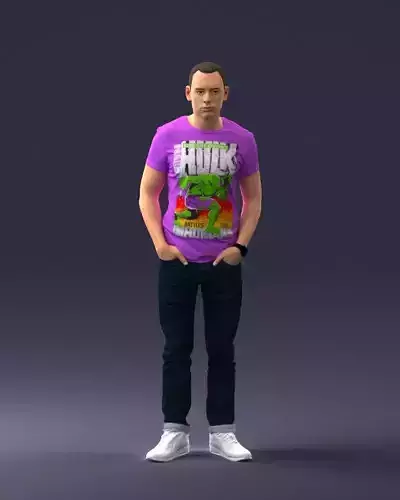 000078 Casual Man in Graphic T-Shirt 0911 3dp