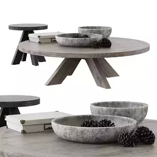 Restoration Hardware 1960S French X-Base Round Coffee Table