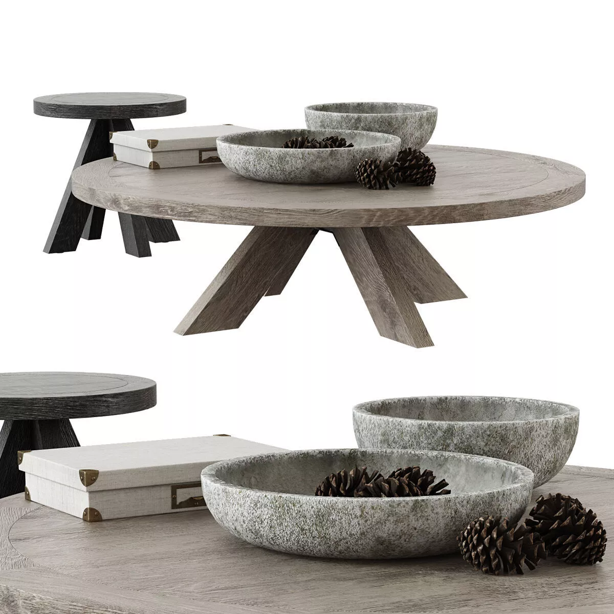 Restoration Hardware 1960S French X-Base Round Coffee Table 3D model
