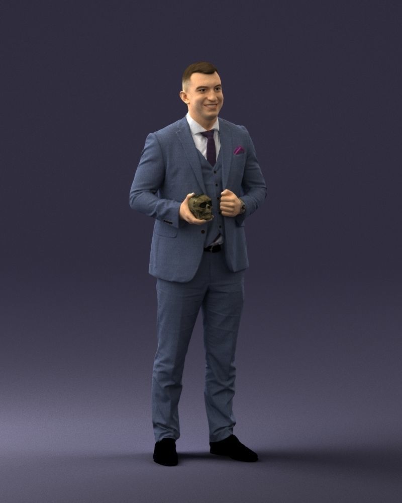 000288 Businessman with Skull Professional Character 0905 3dp 3D print model_7
