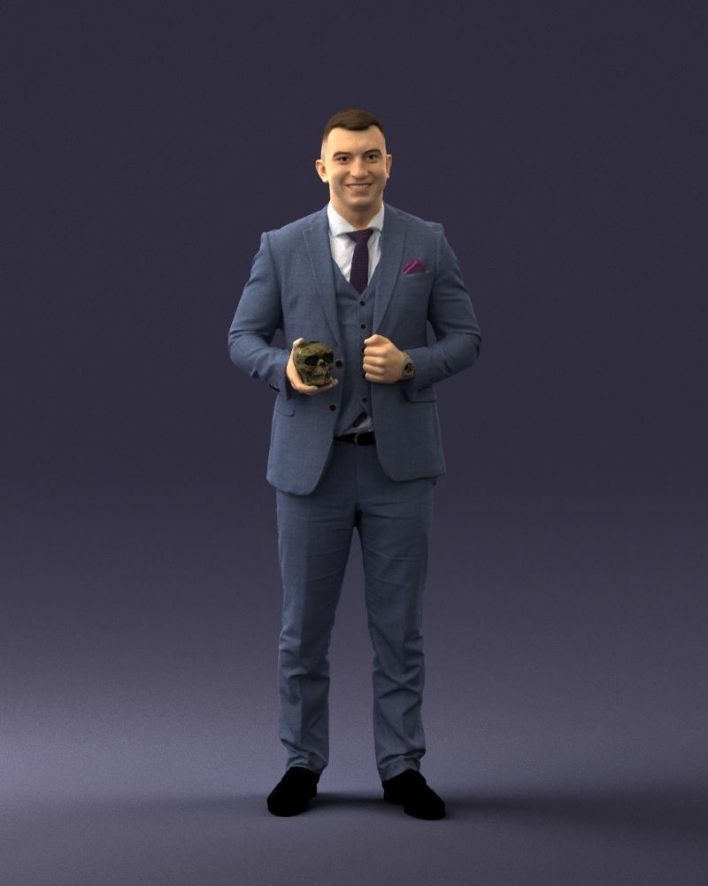 000288 Businessman with Skull Professional Character 0905 3dp 3D print model_4