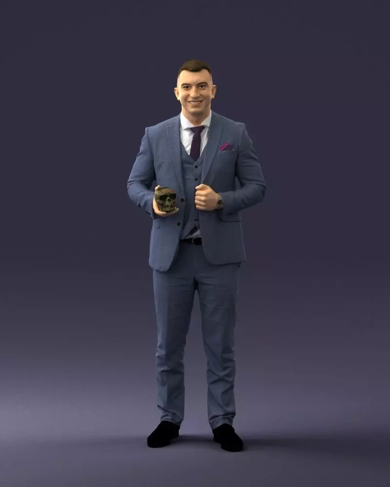 000288 Businessman with Skull Professional Character 0905 3dp 3D print model_0