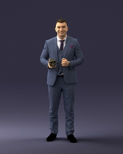 Man with skull 0905 3D Print Ready 3D print model