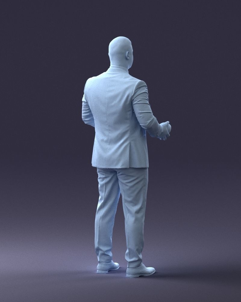 000292 Man in Pinstripe Suit Holding Skull 1004 3D model_17