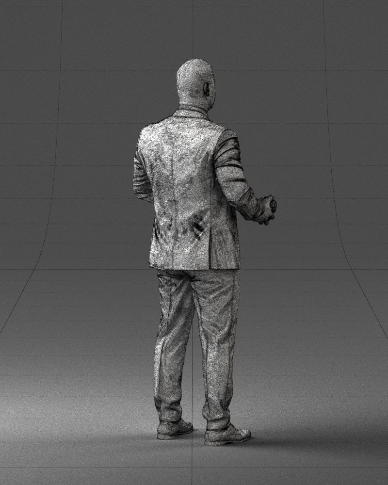 000292 Man in Pinstripe Suit Holding Skull 1004 3D model_18