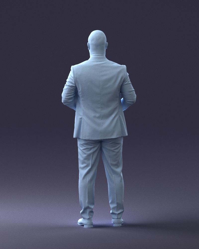 000292 Man in Pinstripe Suit Holding Skull 1004 3D model_20