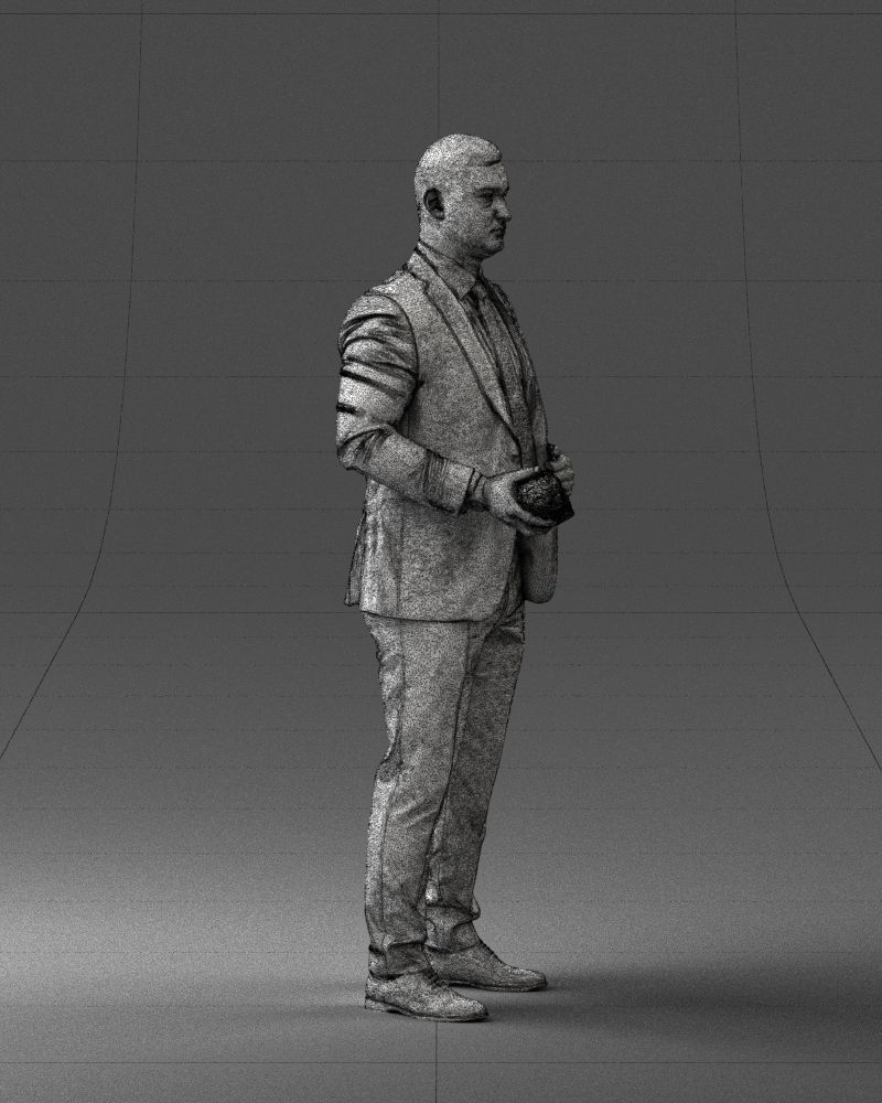 000292 Man in Pinstripe Suit Holding Skull 1004 3D model_12