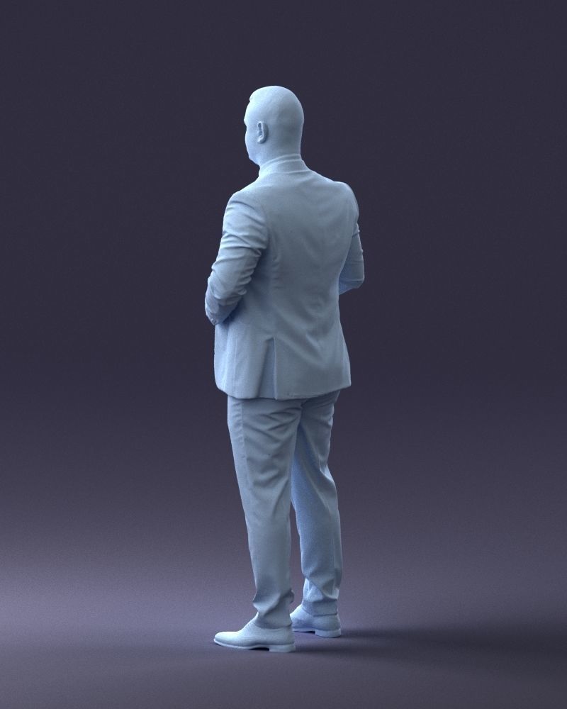 000292 Man in Pinstripe Suit Holding Skull 1004 3D model_23