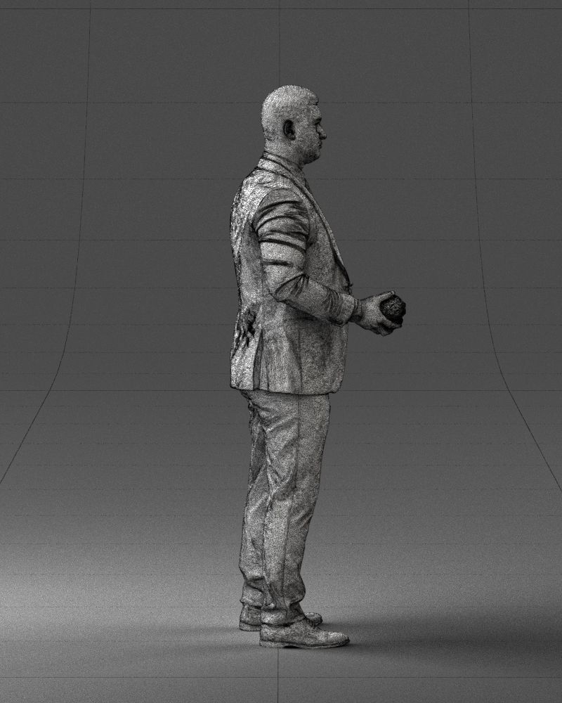 000292 Man in Pinstripe Suit Holding Skull 1004 3D model_15
