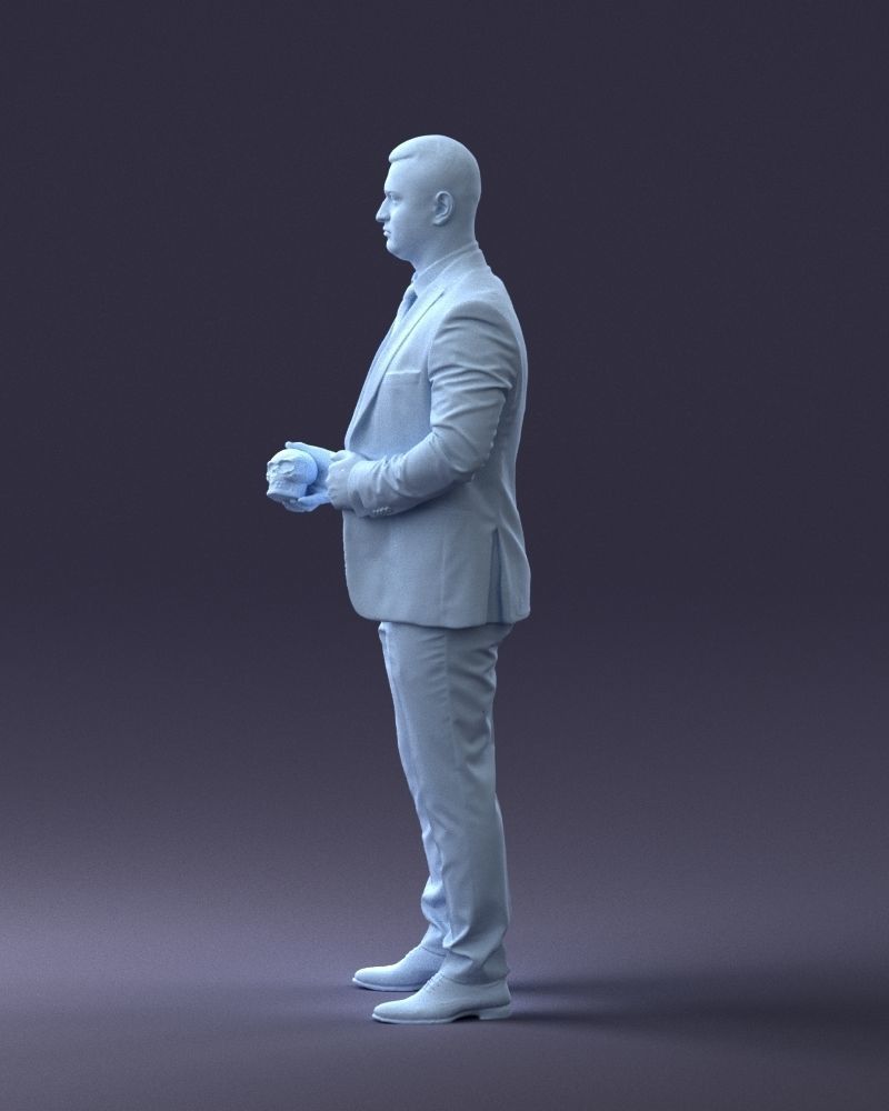 000292 Man in Pinstripe Suit Holding Skull 1004 3D model_26