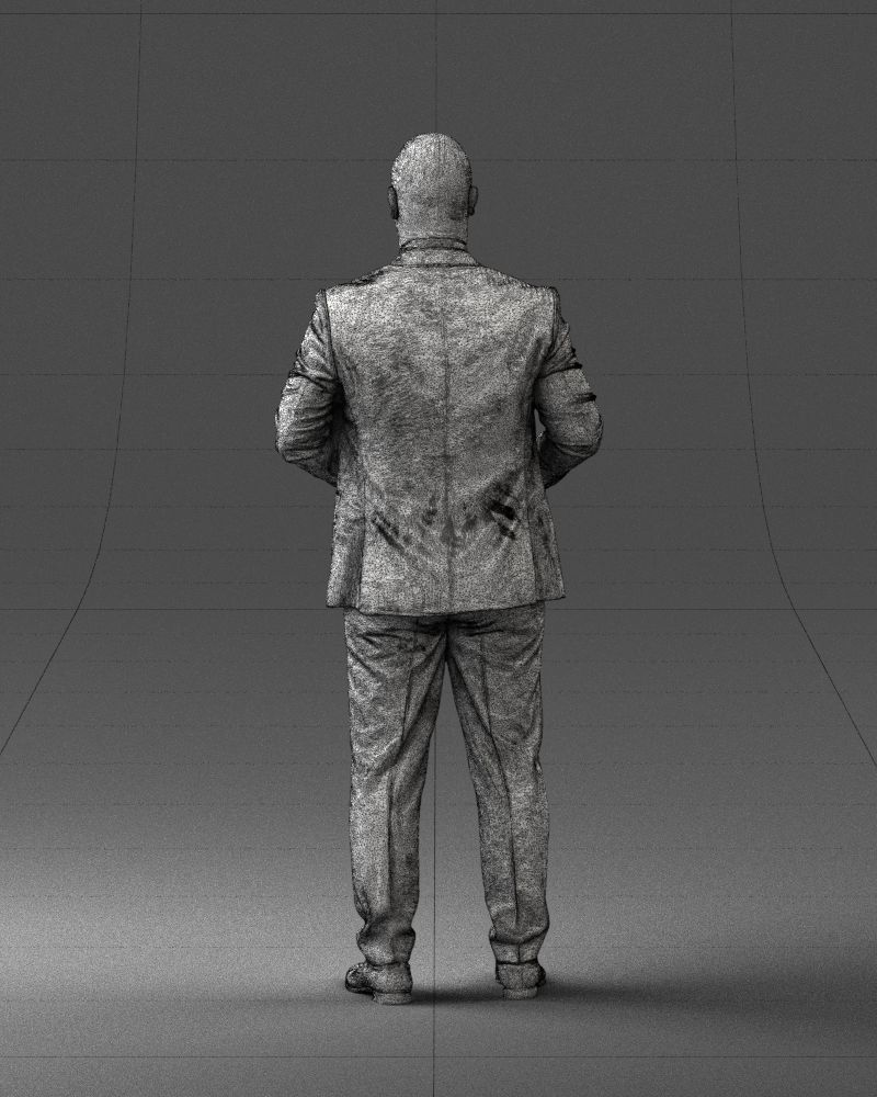 000292 Man in Pinstripe Suit Holding Skull 1004 3D model_21