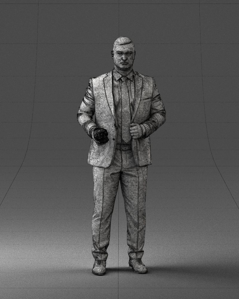 000292 Man in Pinstripe Suit Holding Skull 1004 3D model_39