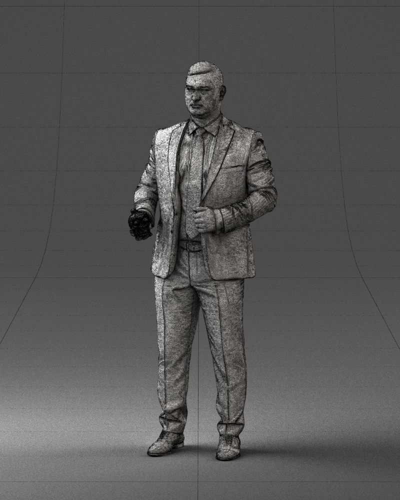 000292 Man in Pinstripe Suit Holding Skull 1004 3D model_33