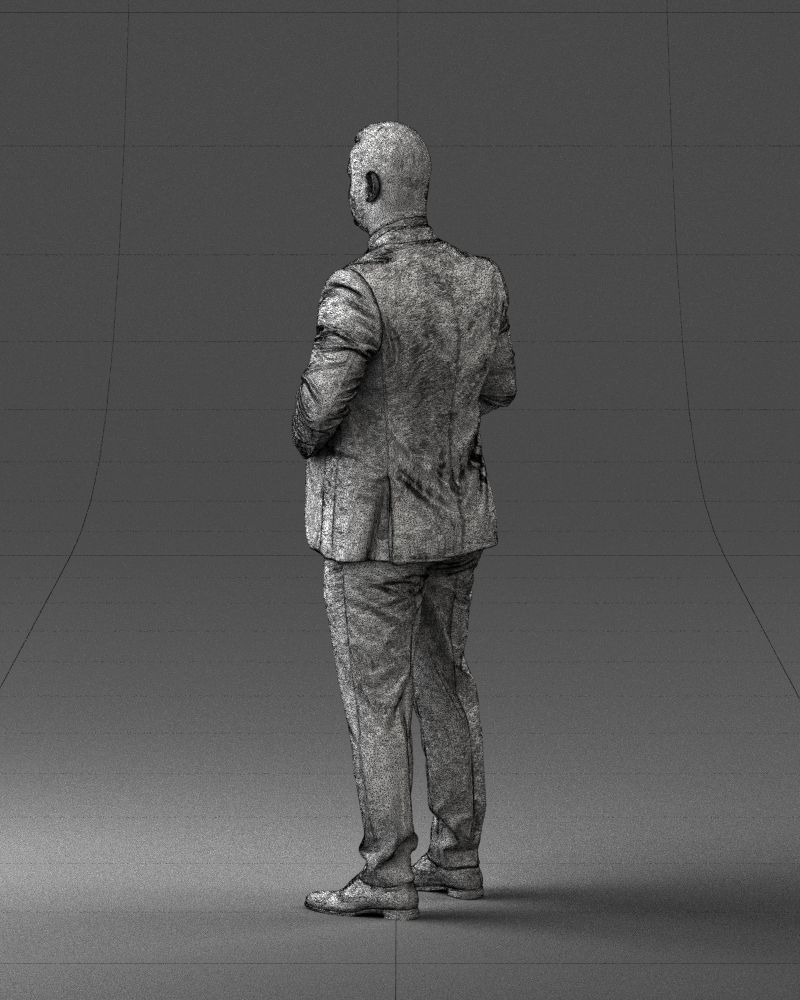 000292 Man in Pinstripe Suit Holding Skull 1004 3D model_24
