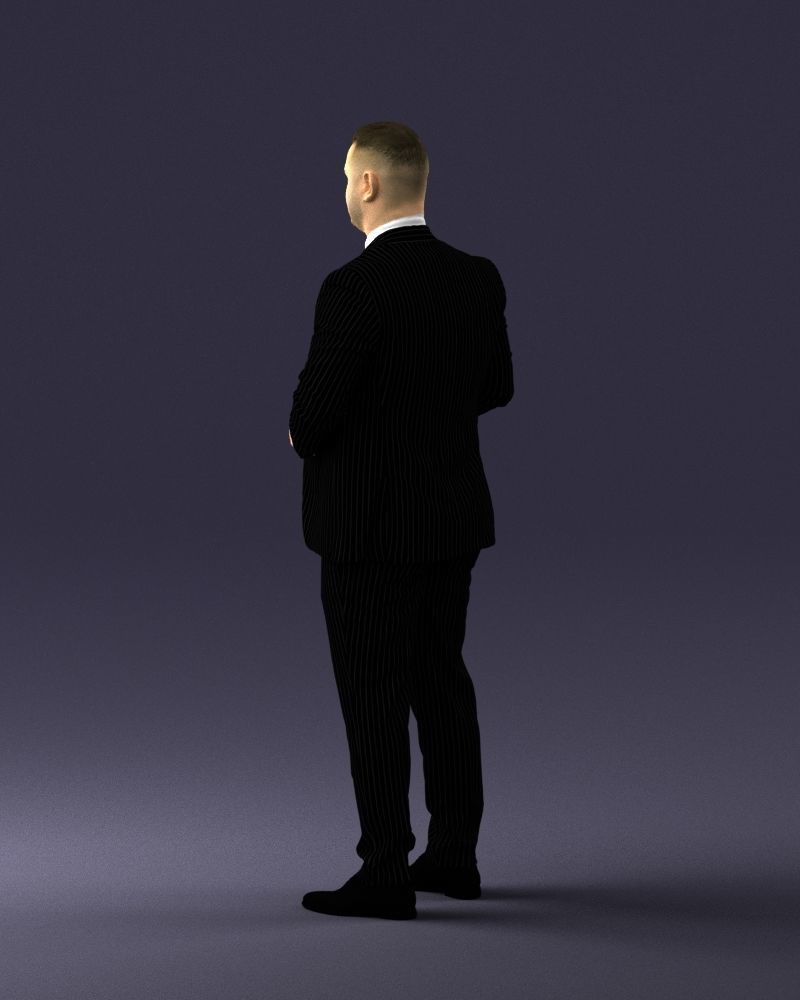 000292 Man in Pinstripe Suit Holding Skull 1004 3D model_22