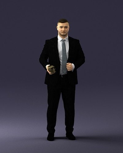 Man with skull 1004 3D Print Ready 3D print model